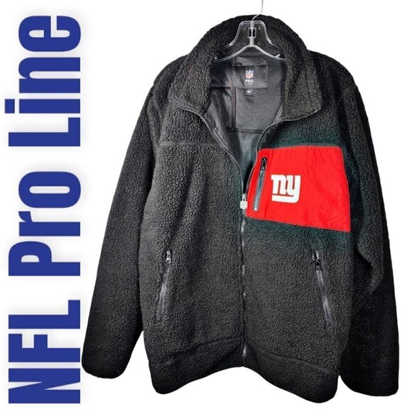 NFL PRO LINE NY GIANTS Heavy Fleece Full Zip Mock Neck Jacket, Size Large - Picture 11 of 11